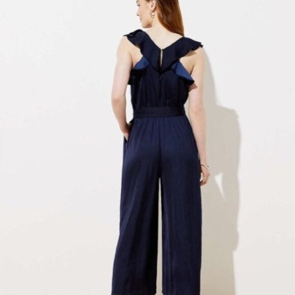 Ann Taylor LOFT Flutter Racerback Jumpsuit – Navy Blue – Size 2 - Picture 2 of 10